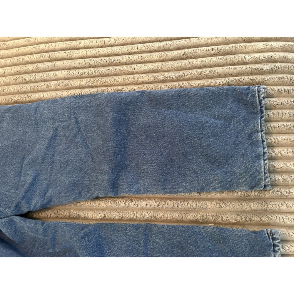 WRANGLER RIGGS WORK WEAR DURA SHIELD DENIM FLANNEL LINED BLUE JEANS 34x30 - Picture 12 of 14